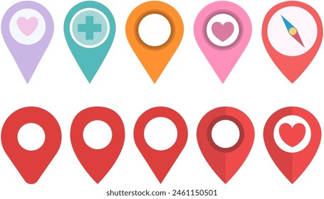 Map location pin icon set vector illustration isolated on white background.