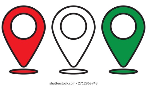 Symbolsatz für Position der Zuordnung. GPS-Zeiger, Marker für Ziel, Position und Navigation. Vektorsymbol-Kollektion einzeln auf transparentem Hintergrund für Web- und App-Design.