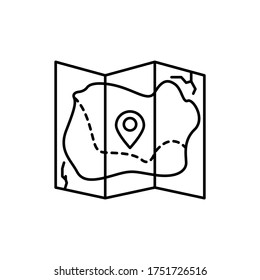 map, location pin icon. Simple line, outline vector elements of archeology for ui and ux, website or mobile application