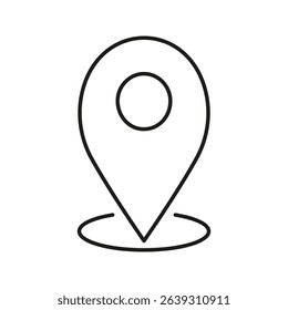 Map Location Pin Line Icon. Geolocation, Navigation, And Gps Tracking Outline Symbol. Travel And Directional Guidance. Editable Stroke. Isolated Vector Illustration.