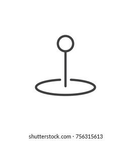 Map location pin line icon, outline vector sign, linear style pictogram isolated on white. Point marker symbol, logo illustration. Editable stroke