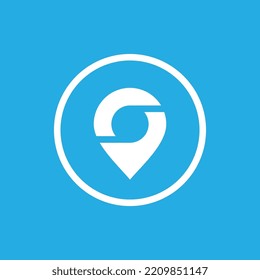 Logotipo del pin de ubicación del mapa, vector de diseño del icono del puntero gps