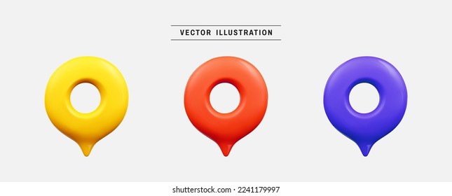 Map location pin pointer 3d icon render. realistic design elements collection. vector illustration in cartoon minimal style