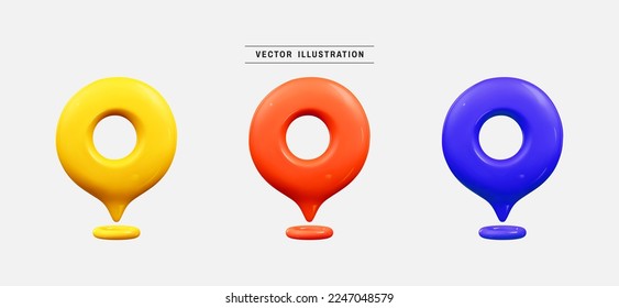 Map location pin pointer 3d icon render. realistic design elements collection. vector illustration in cartoon minimal style