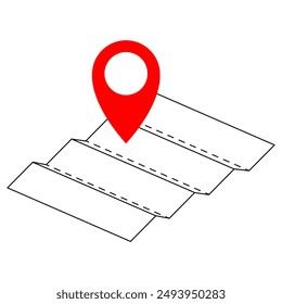 Map and location pin symbol icon. geolocation on map. vector illustration