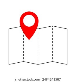 Map and location pin symbol icon. geolocation on map. vector illustration
