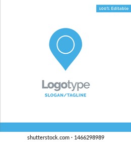 Map, Location, Pin, World Blue Solid Logo Template. Place for Tagline. Vector Icon Template background