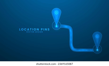 Map of location pins or navigation. locator map GPS direction pointer. Vector illustration with light effect and neon