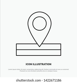 Map, Location, Place Line Icon Vector