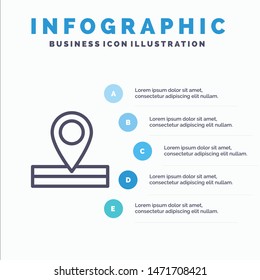 Map, Location, Place Line icon with 5 steps presentation infographics Background