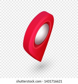 Map location pointer 3d pin with glowing glass bubble isolated on transparent background. Navigation icon for web, banner, logo or badge. Vector Illustration.