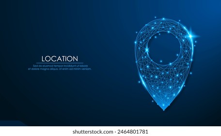 Map location pointer, low poly design. Map pin or navigation pointer. Low poly wireframe navigation pointer that mark geolocation. Vector illustration.