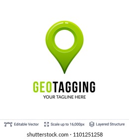 Map location pointer. Navigation pin sign isolated on white. Bright vector icon.