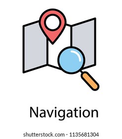 
Map with location pointer on it and a magnifying glass symbolising location based marketing
