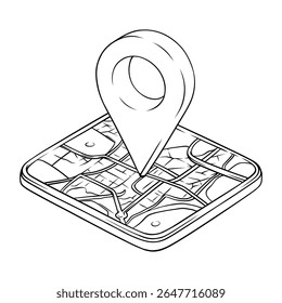 map location pointer vector line art illustration drawing