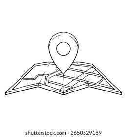 ilustração de desenho de arte vetorial de linha de ponteiro de localização do mapa