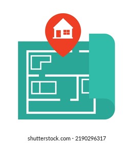 map location real estate icon isolated