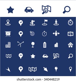 mapa, ubicación, iconos de ruta, signos de concepto vectorial establecido para infografías, móviles, sitios web, aplicación
