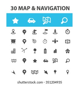 map, location, route  icons, signs vector concept set for infographics, mobile, website, application

