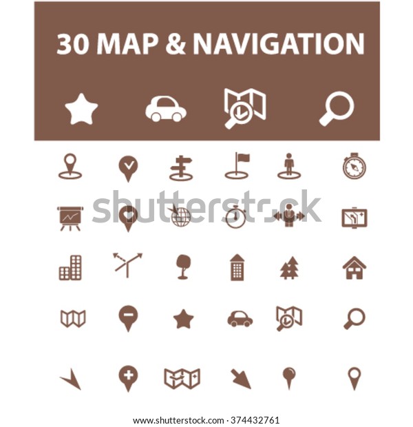 map, location, route 
icons, signs vector concept set for infographics, mobile, website,
application

