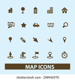 map, location, route, navigation isolated signs, icons vector set for web, application, design.