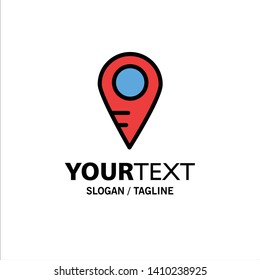 Map, Location, School Business Logo Template. Flat Color
