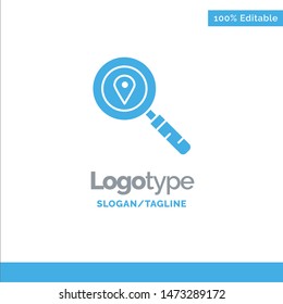 Map, Location, Search, Navigation Blue Solid Logo Template. Place for Tagline