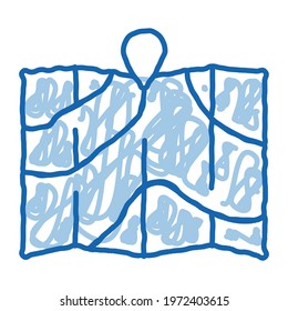 map location sketch icon vector. Hand drawn blue doodle line art map location sign. isolated symbol illustration