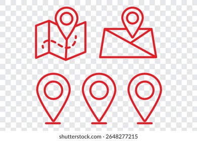 Map and location symbols set. Geolocation map distance path. Location icon. Location pin place marker. Pin point, map search, route, navigator. Vector illustration