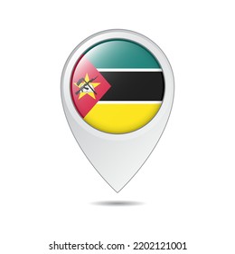 etiqueta de ubicación de mapa de la bandera de Mozambique
