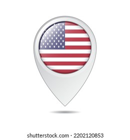 map location tag of USA flag