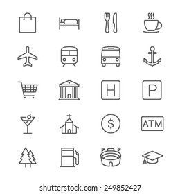 Map and location thin icons