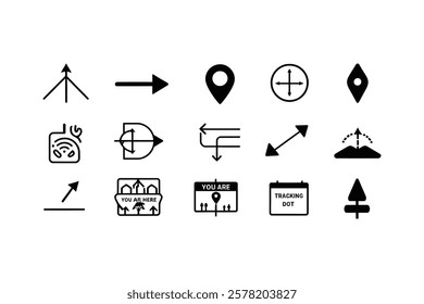 Map and Location Thin Line Icons – Editable Vector Set