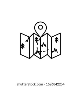 Map, location. travel line icon on white background.