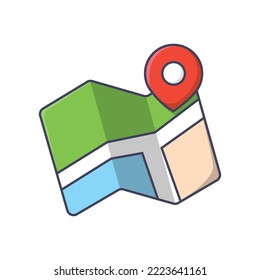 Map and location vector. Flat colors simple icon design