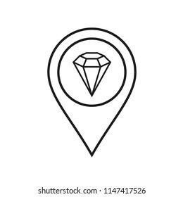map location vector icon conception with diamond ring icon in trendy flat design 