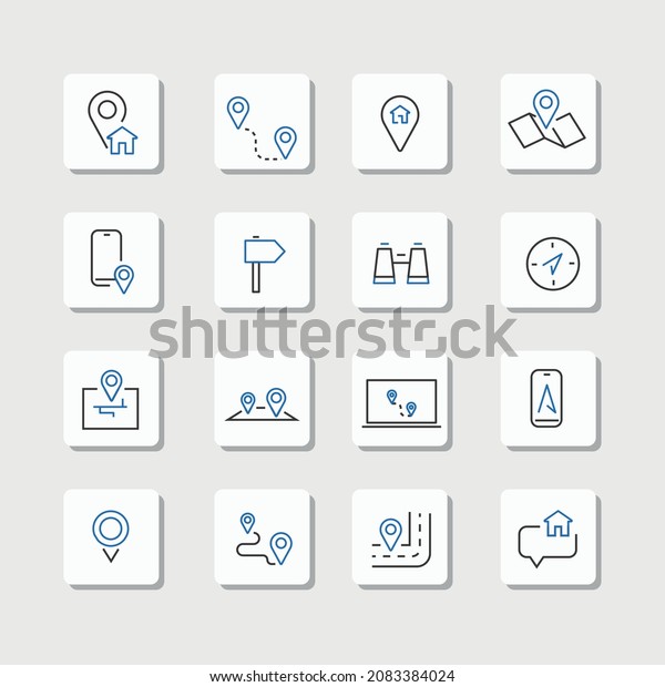 map location vector icon set travel direction and gps\
icons 