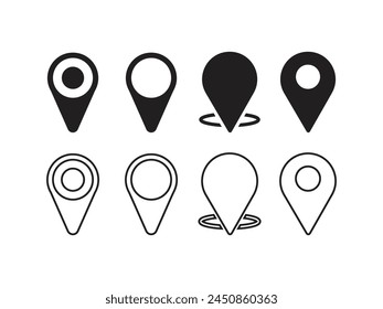Conjunto de iconos vectoriales de ubicación de mapa.