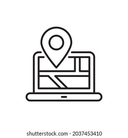 Map location vector outline icon style illustration. Eps 10 file