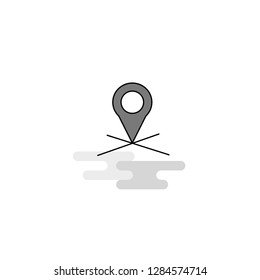 Map location Web Icon. Flat Line Filled Gray Icon Vector