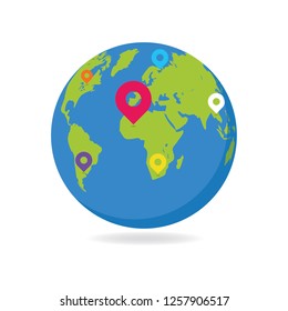Map Location. world map on white background. Vector illustration. - Vector 