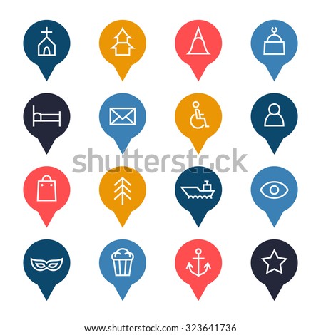 Map locations icon set