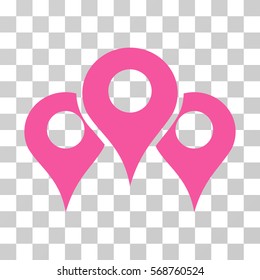 Map Locations icon. Vector illustration style is flat iconic symbol, pink color, transparent background. Designed for web and software interfaces.