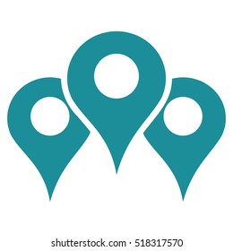 Map Locations vector icon. Flat soft blue symbol. Pictogram is isolated on a white background. Designed for web and software interfaces.