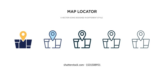 map locator icon in different style vector illustration. two colored and black map locator vector icons designed in filled, outline, line and stroke style can be used for web, mobile, ui