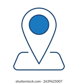 Map Locator Pin Blue Line Editable Stroke Icon. Real Estate, Building, House, Home, Property Vector Illustration