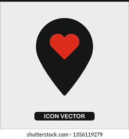 Map Locator Vector Icon, heart, flat design template, Vector illustration.