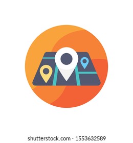  Map Locator Vector Illustration. Hotel and Services flat icon style.