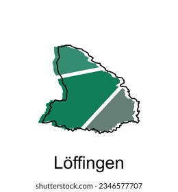 Map of Loffingen, World Map International vector template with outline graphic sketch style isolated on white background