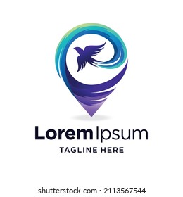 Map logo with bird concept